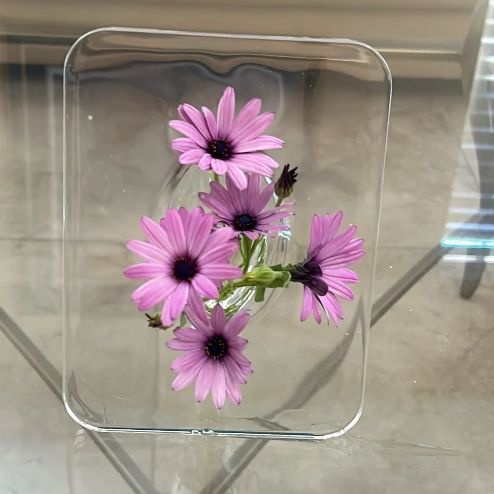 Contemporary Acrylic Vase: Rectangular Shape, Transparent Design / BRAND NEW